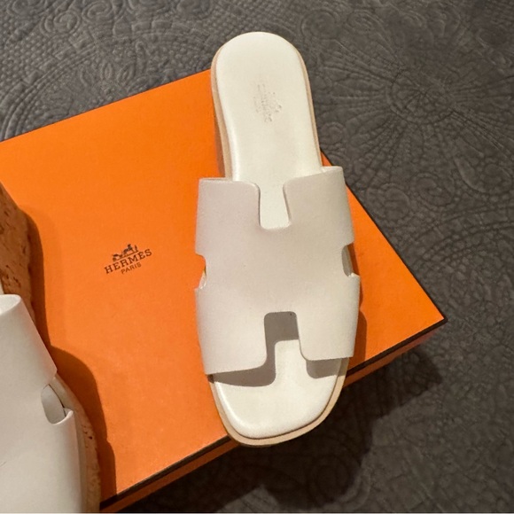 Hermes EZE White Cork Wedge Sandals size 41 - Picture 6 of 11